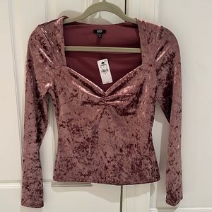 Express body contour line XS sweetheart neckline velour top with tags